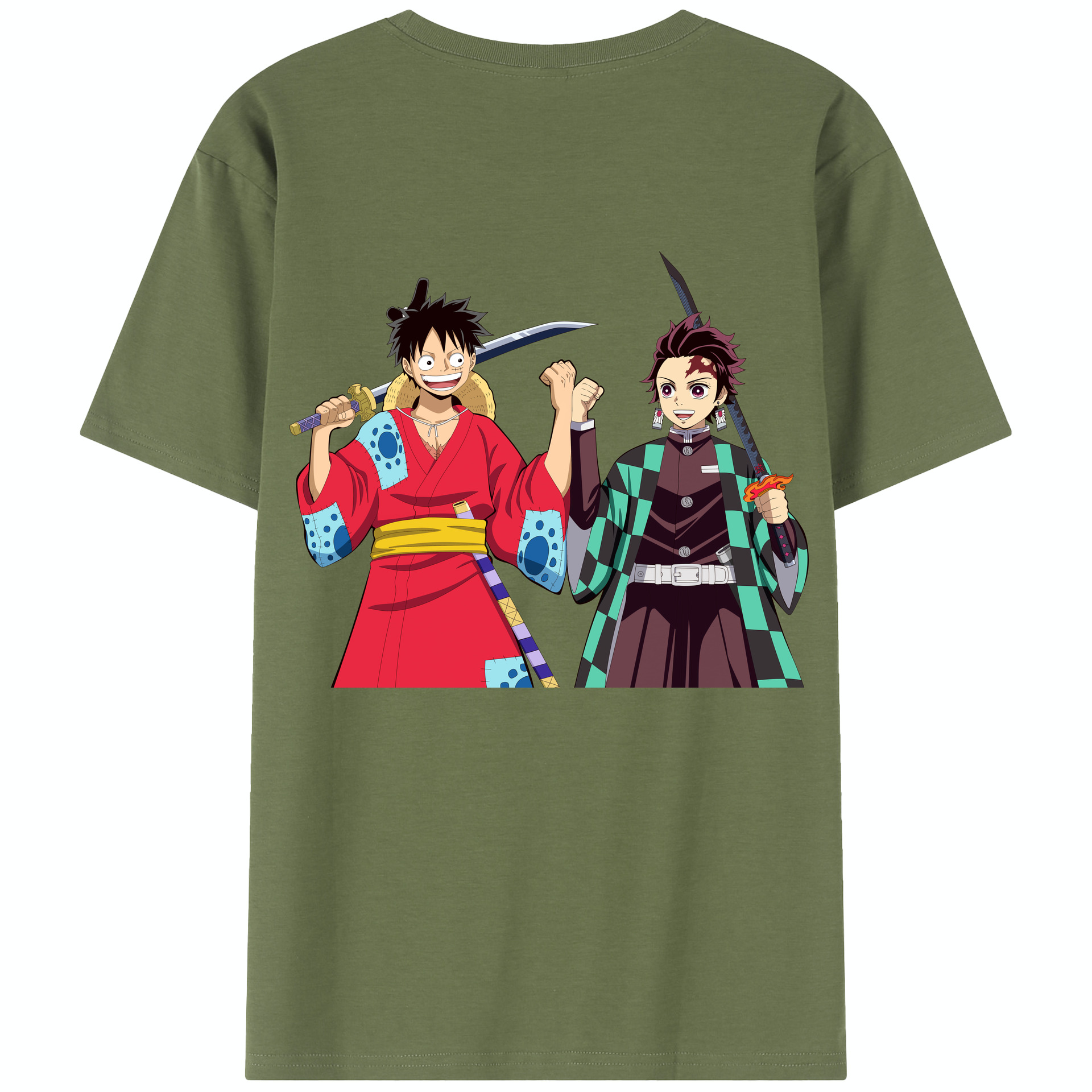 （画像用） 鬼滅の刃 竈門 炭治郎／かまど たんじろう Kamado Tanjirou 綿100％半袖Tシャツ（背面プリント）